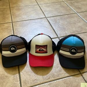 3 Quicksilver Trucker hats